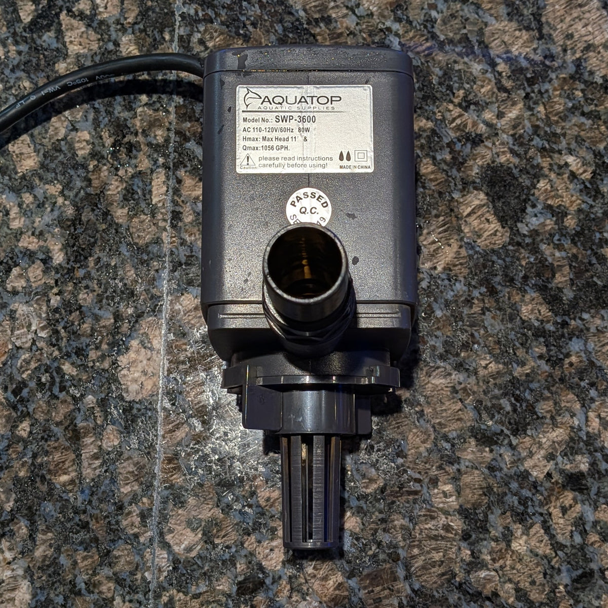 Aquatop SWP-3600 Submersible Pump 1056 GPH with Adjustable Flow Rate