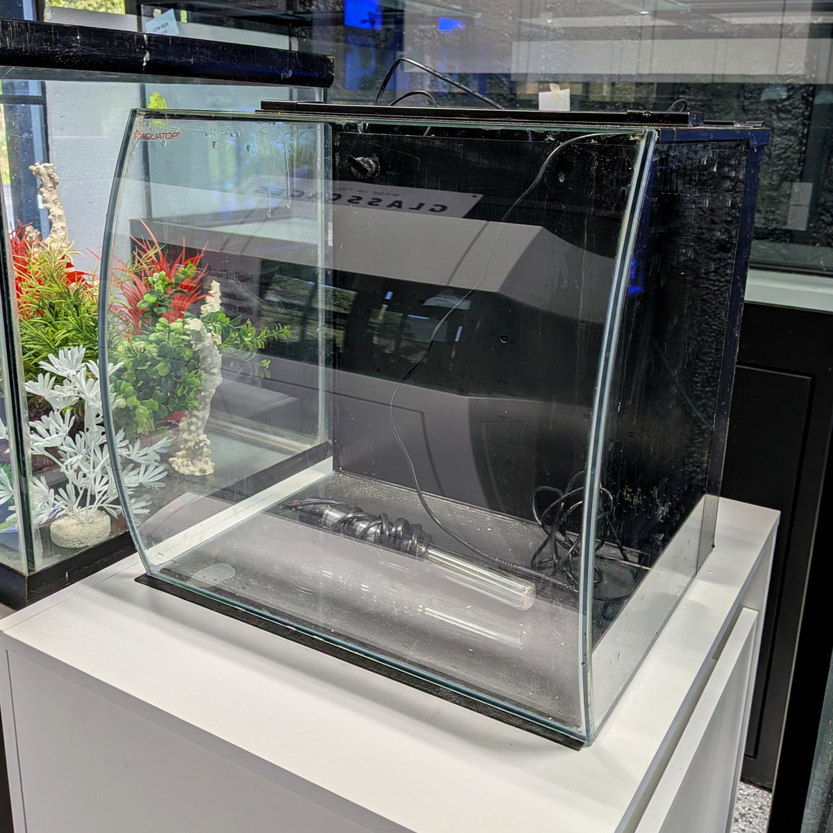 AQUATOP Bow Front Glass Aquarium 13.5 gal. Tank Kit