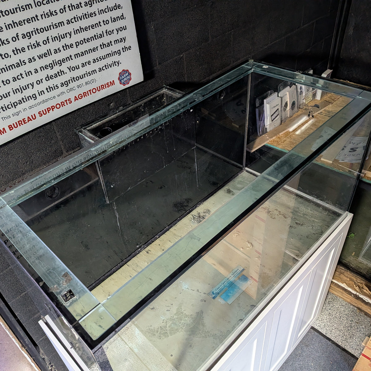 220-gallon Thick Glass Custom Aquarium with Steel Stand and Cabinet Doors