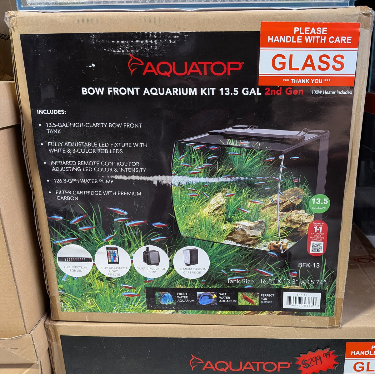 Aquatop 13.5-gallon Bow Front Glass Aquarium Kit, BFK-13